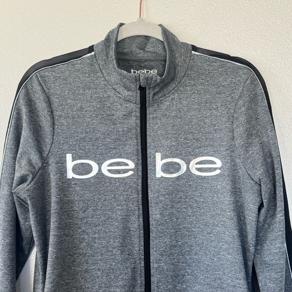 BEBE Sport Gray Zip Up Performance Jacket Size L Large - Picture 2 of 8